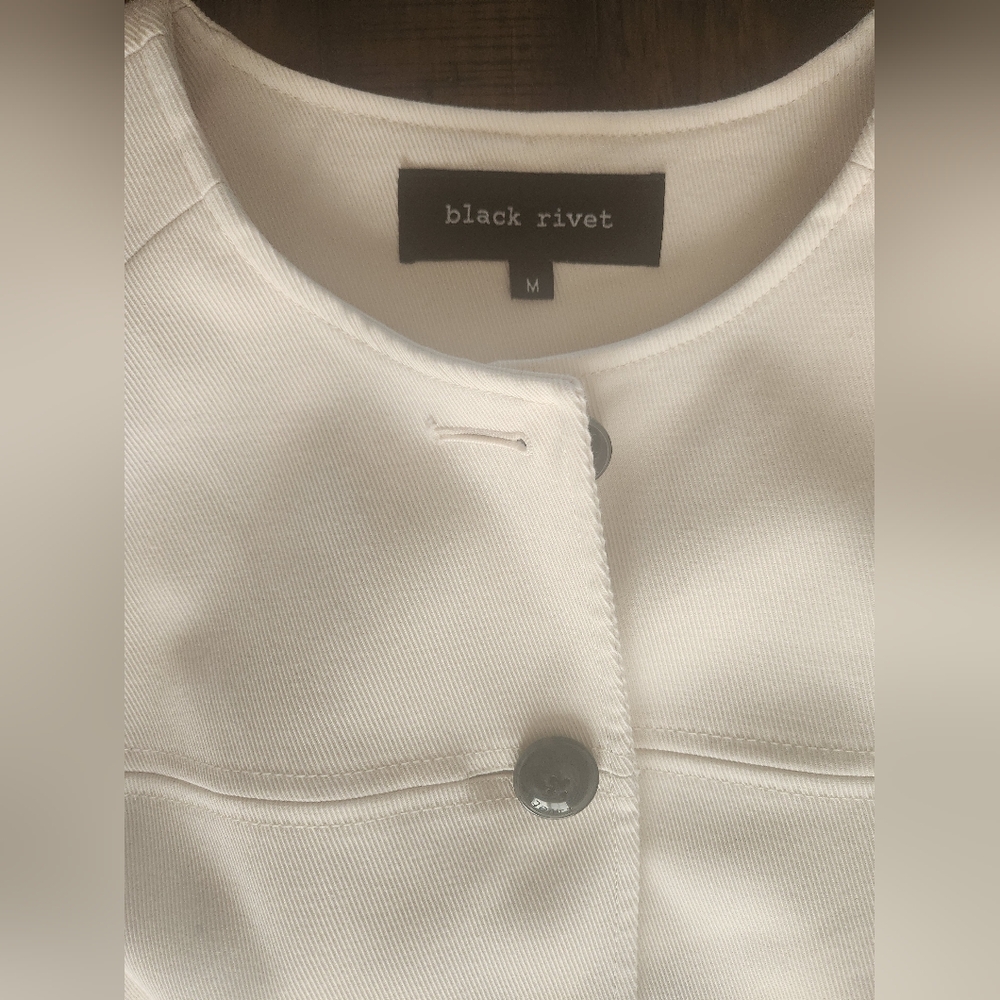 NWT Wilsons Leather Cream‎ Cloth Trenchcoat Sz Med - Picture 7 of 14